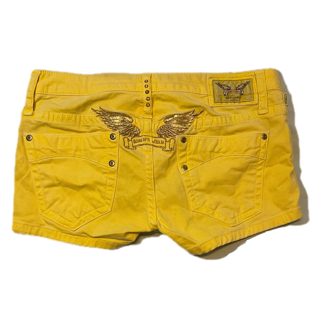 Y2K Vintage Low-Rise Yellow Robin’s Jean Shorts
